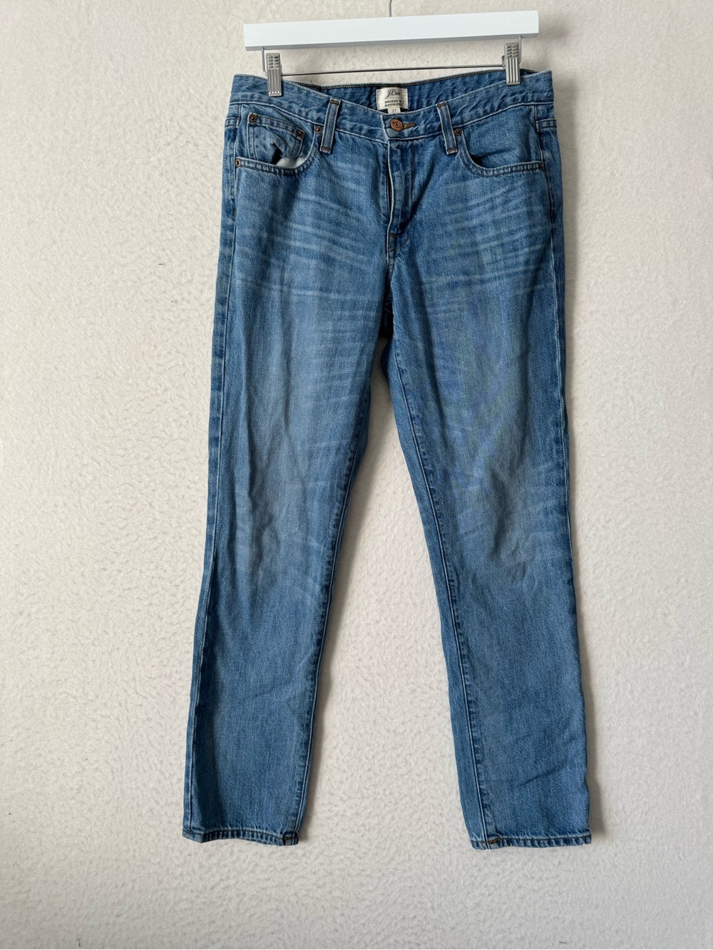 J.Crew Broken-In Boyfriend Jeans Size 27 Light Wash Mid Rise Slim Straight